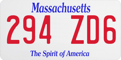 MA license plate 294ZD6