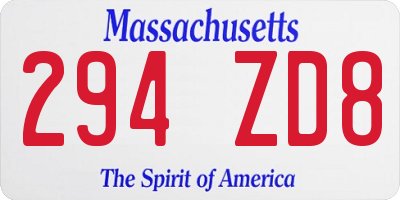 MA license plate 294ZD8