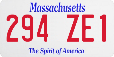 MA license plate 294ZE1
