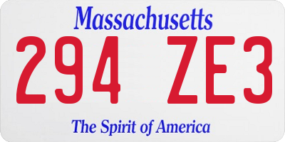 MA license plate 294ZE3