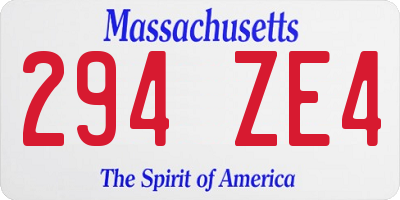 MA license plate 294ZE4
