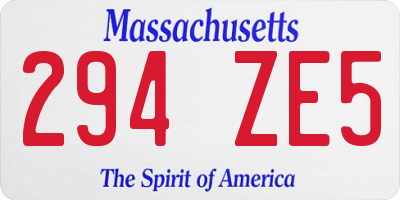 MA license plate 294ZE5