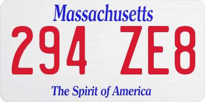 MA license plate 294ZE8