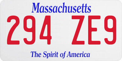 MA license plate 294ZE9
