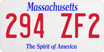 MA license plate 294ZF2