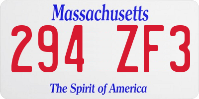 MA license plate 294ZF3