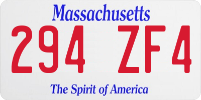 MA license plate 294ZF4