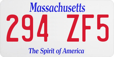 MA license plate 294ZF5