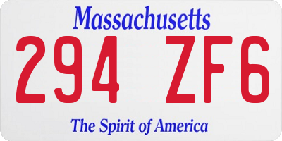 MA license plate 294ZF6