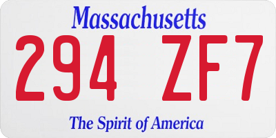MA license plate 294ZF7