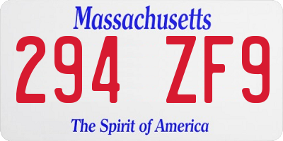 MA license plate 294ZF9