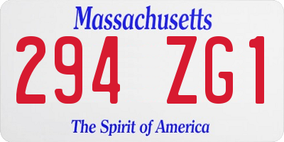 MA license plate 294ZG1