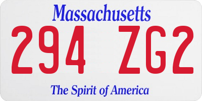 MA license plate 294ZG2