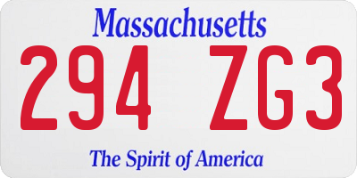 MA license plate 294ZG3