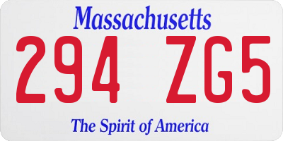 MA license plate 294ZG5