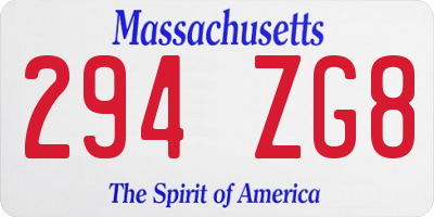 MA license plate 294ZG8