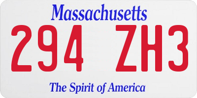 MA license plate 294ZH3