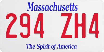 MA license plate 294ZH4