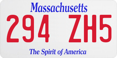 MA license plate 294ZH5