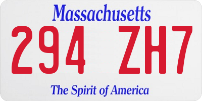 MA license plate 294ZH7