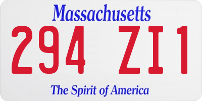 MA license plate 294ZI1
