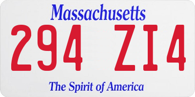 MA license plate 294ZI4