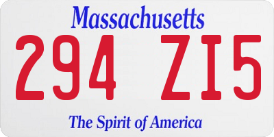 MA license plate 294ZI5