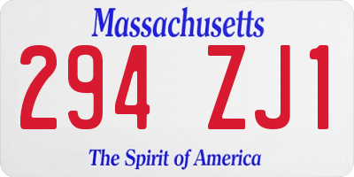 MA license plate 294ZJ1