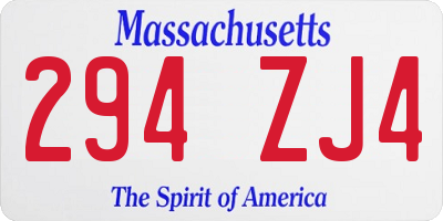MA license plate 294ZJ4