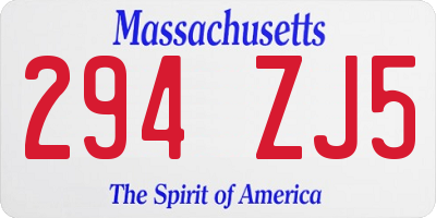 MA license plate 294ZJ5