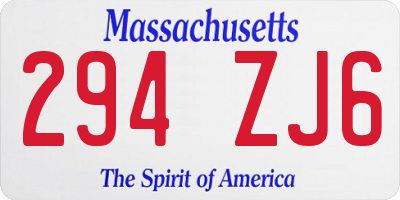 MA license plate 294ZJ6