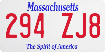 MA license plate 294ZJ8