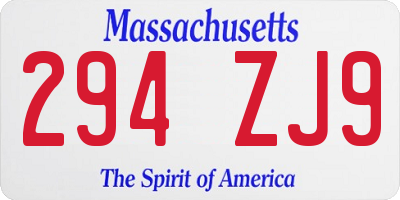MA license plate 294ZJ9