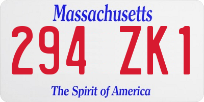 MA license plate 294ZK1