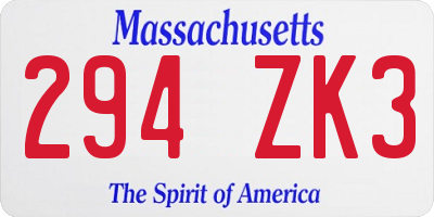 MA license plate 294ZK3