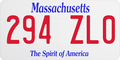 MA license plate 294ZL0