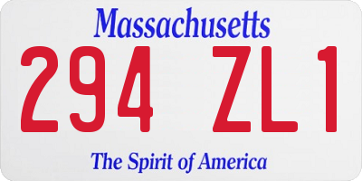 MA license plate 294ZL1