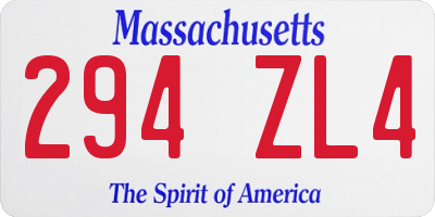 MA license plate 294ZL4