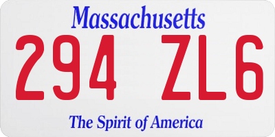 MA license plate 294ZL6