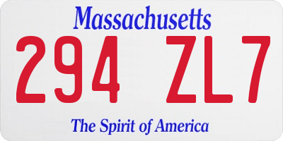 MA license plate 294ZL7