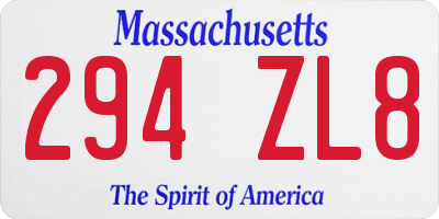 MA license plate 294ZL8