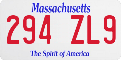 MA license plate 294ZL9