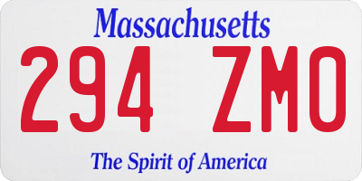 MA license plate 294ZM0
