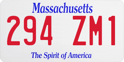 MA license plate 294ZM1