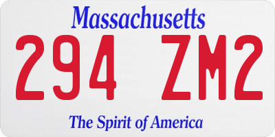 MA license plate 294ZM2