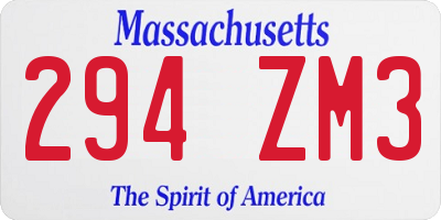 MA license plate 294ZM3