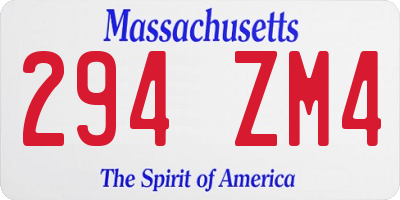 MA license plate 294ZM4