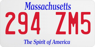 MA license plate 294ZM5