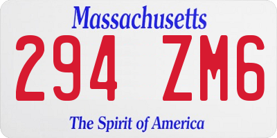 MA license plate 294ZM6