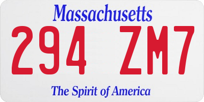 MA license plate 294ZM7